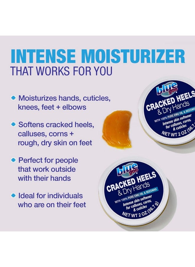 Cracked Heels & Dry Hands Intense Skin Softener For Calluses Corns & Elbow Dryness Relief Fast Penetrating Hydrating Moisturizer Made W 100% Pure Emu Oil & Beeswax 2 Oz (2 Pack)