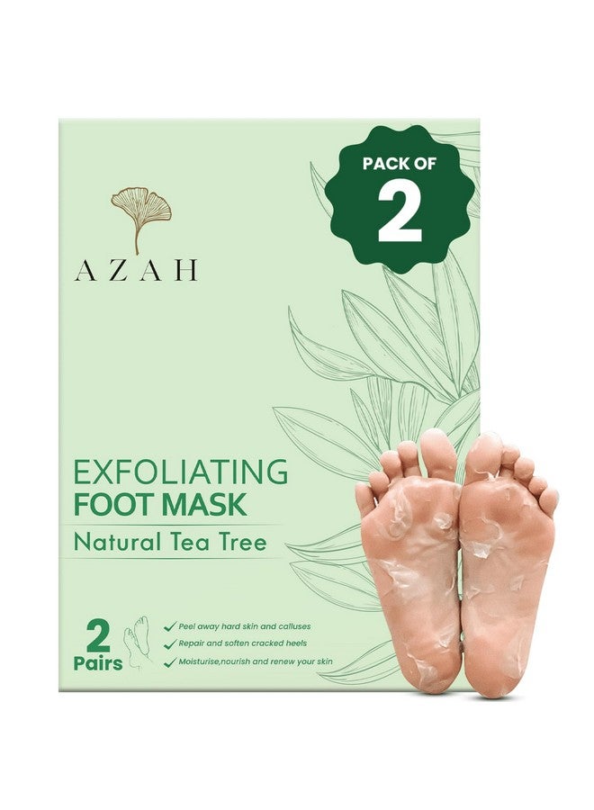 Exfoliating Foot Mask Pack Of 2 | Peeling Mask For Cracked Feet | Dead Skin Remover | Heel Peel Pedicure | At Home Foot Care | Natural Tea Tree | For Moisturisation