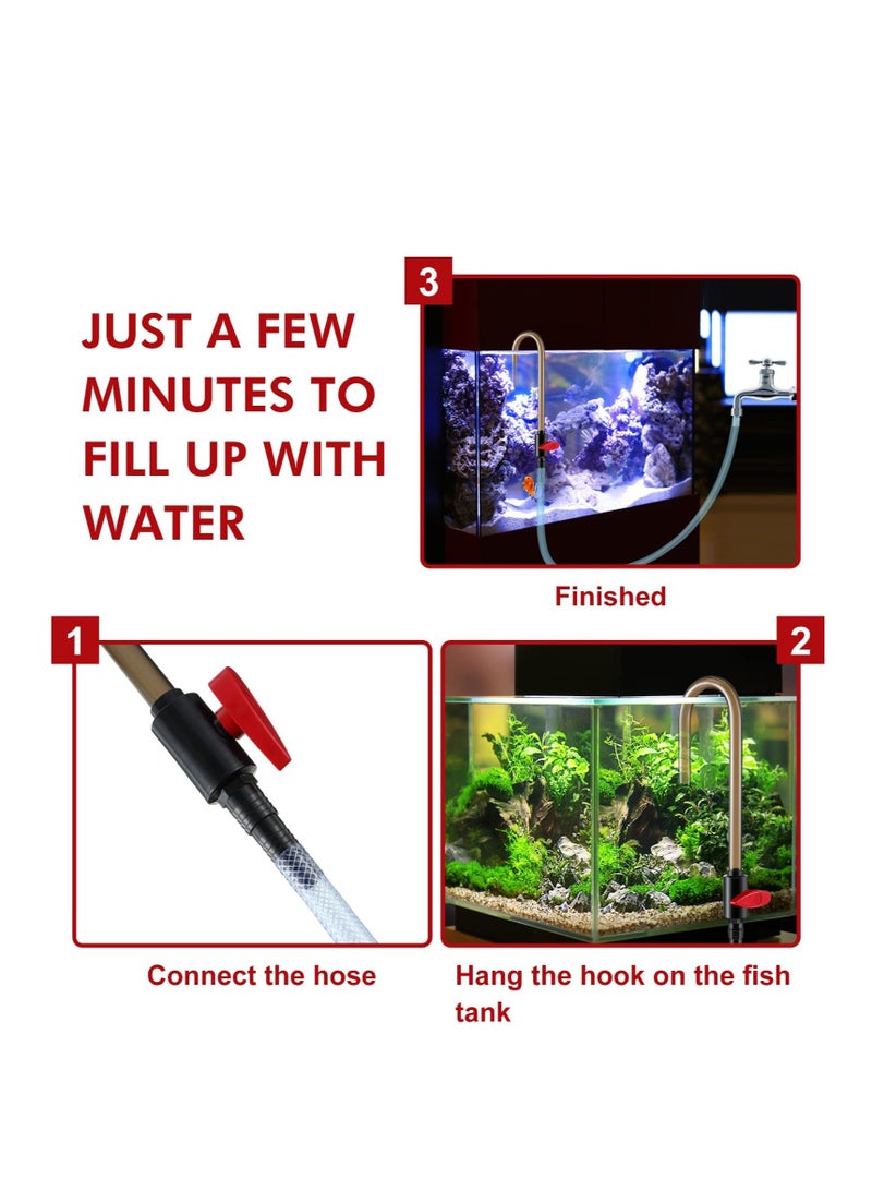 Aquarium Water Changer with Adjustable Flow, Durable PVC, Efficient Fish Tank Filler, Vacuum Hose Compatible (1/2'', 5/8'', 3/4''), Quick Water Replacement Tool for Aquarists