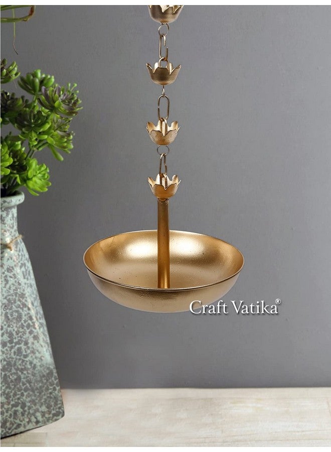 Hanging Urli Bowl Showpiece For Flowers & Floating Candles Decorative Traditional Bowl Home Diwali Decoration Items & Diwali Gifts For Family And Friends Corporate Office Employees.