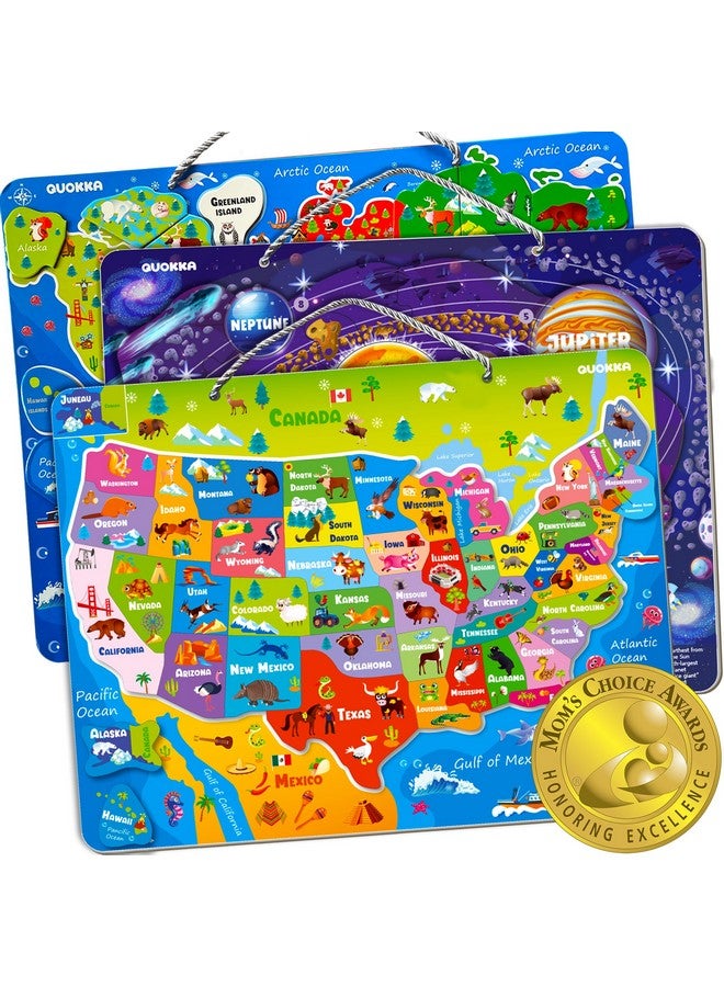 Magnetic Toddler Puzzles Ages 3 5 3 Educational Travel Games Puzzles For Kids Ages 4 6 Space Usa And World Map Learning Toys For Boy And Girl 2 4 Learn United States
