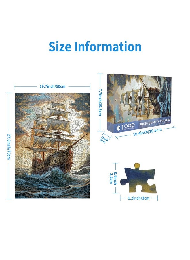 1000 Pieces Puzzles For Adults Jigsaw Puzzles Sailboat To Explore The Sea Challenging Puzzle Large Difficult Puzzles Kids Diy Toys Gift For Home Decor