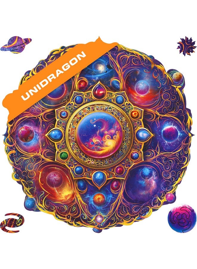 Original Wooden Puzzle Mandala Space Dreams Royal Size 17.7 X 17.7 In (45 X 45 Cm) Puzzle For Adults And Kids Brain Teaser, Beautiful Gift Package