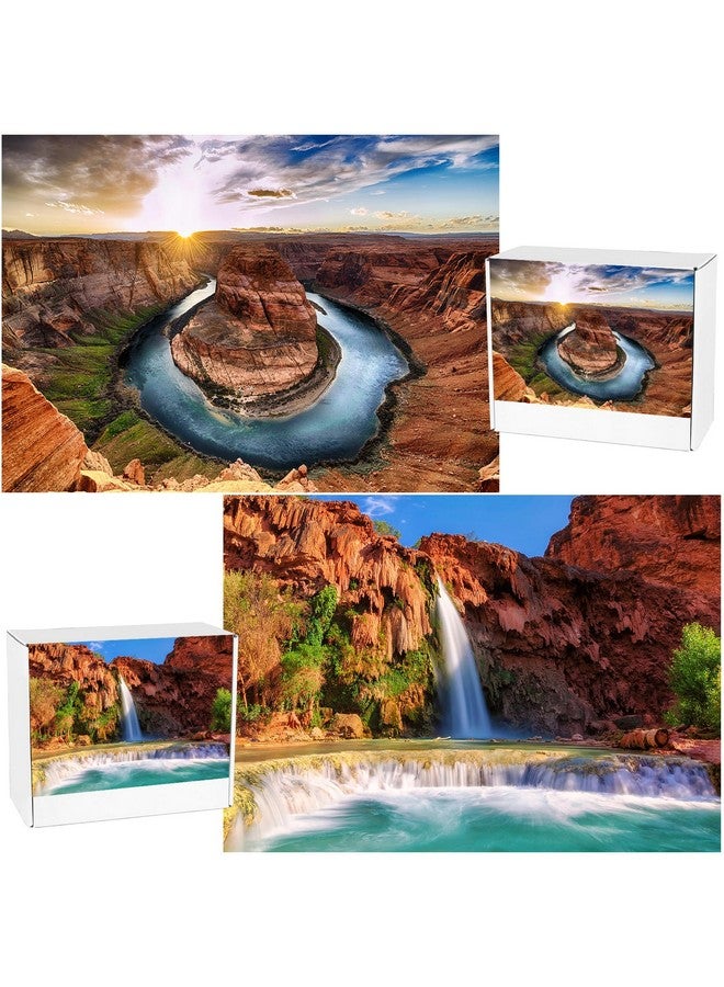 2 Pack Puzzles For Adults 1000 Pieces Colorado Grand Canyon National Park Puzzles, Havasu Falls & Horseshoe Bend Jigsaw Puzzles For Adults 1000 Pieces And Up, Nature Puzzles, Landscape Puzzles