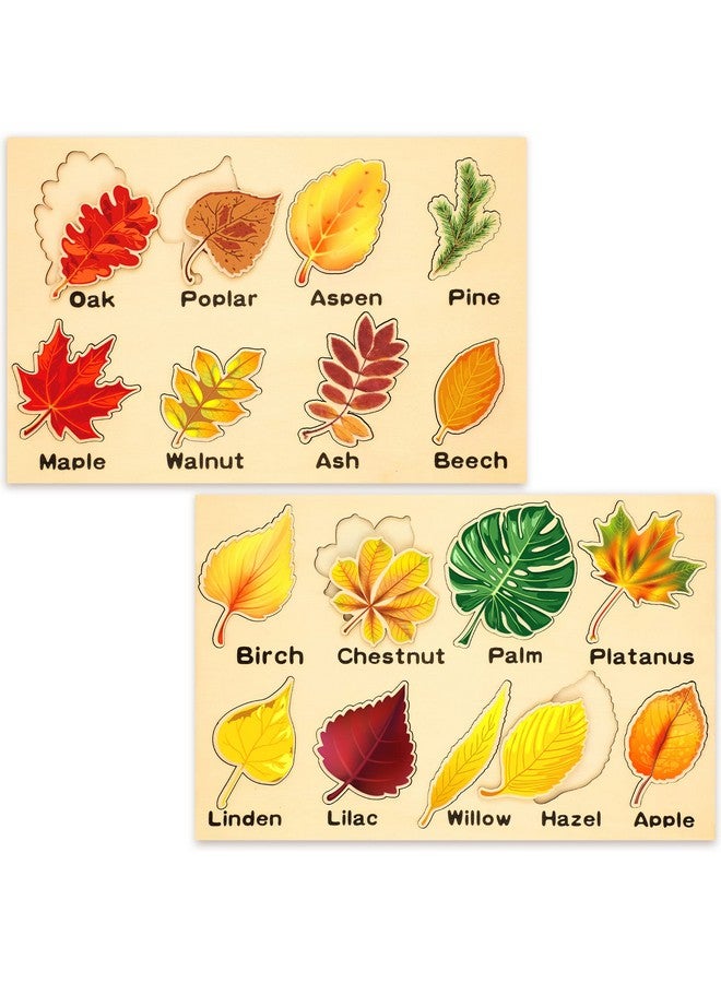 2 Pieces Leaf Wooden Jigsaw Puzzles Leaf Puzzle Montessori Toy Montessori Puzzle Early Educational Learning Puzzle For Birthday Gift Early Education School (Cute)