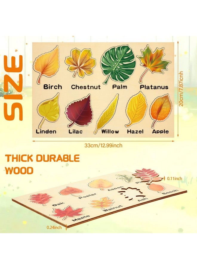 2 Pieces Leaf Wooden Jigsaw Puzzles Leaf Puzzle Montessori Toy Montessori Puzzle Early Educational Learning Puzzle For Birthday Gift Early Education School (Cute)