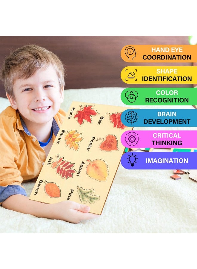 2 Pieces Leaf Wooden Jigsaw Puzzles Leaf Puzzle Montessori Toy Montessori Puzzle Early Educational Learning Puzzle For Birthday Gift Early Education School (Cute)