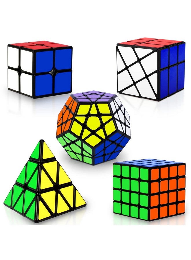 Speed Cube Set Puzzle Cube Magic Cube 2X2 4X4 Pyraminx Pyramid Megaminx Fenghuolun Puzzle Cube Toy Gift For Children Adults Pack Of 5