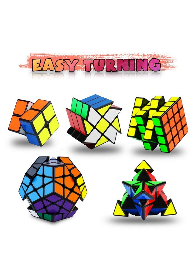 Speed Cube Set Puzzle Cube Magic Cube 2X2 4X4 Pyraminx Pyramid Megaminx Fenghuolun Puzzle Cube Toy Gift For Children Adults Pack Of 5