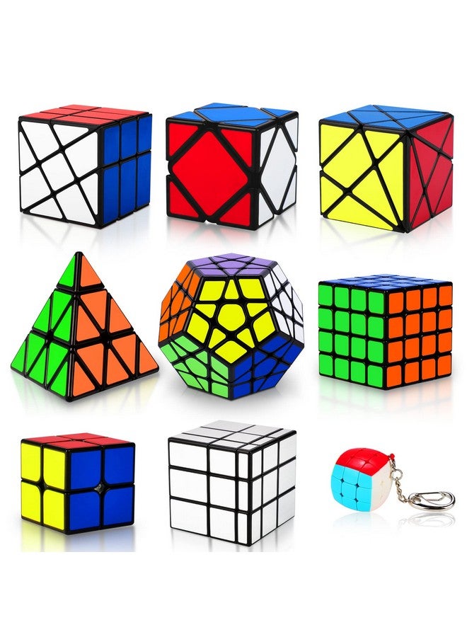 Speed Cube Set Puzzle Cube 9 Pack Magic Cubes Pyraminx Pyramid + 2X2 + 3X3 + 4X4 + Megaminx + Mirror + Mini 3X3 + Skewb + Fenghuolun Puzzle Cube Toy For Kids & Adults