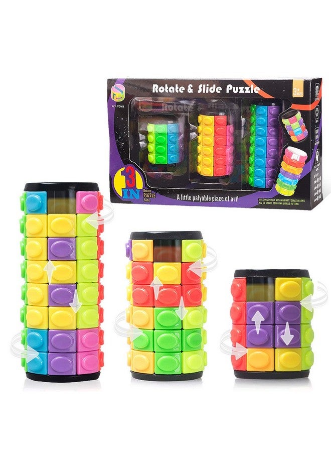 Rotate And Slide Puzzle Design Patent,Fidget Toys(Restore Order/Create Patterns) 8 Colors,4, 6 And 8 Layers Detach Piece For Quick Play,Brain Teaser,Sensory Toy Gift,Easter Basket Stuffer