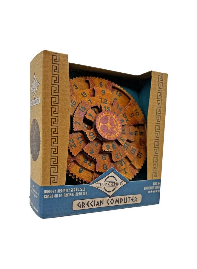 Grecian Computer Mechanical Math Puzzle, Wooden Brainteaser Gift For History Buffs And Smart Kids, Teens, And Adults True Genius Series Inspired By The Ancient Antikythera Mechanism