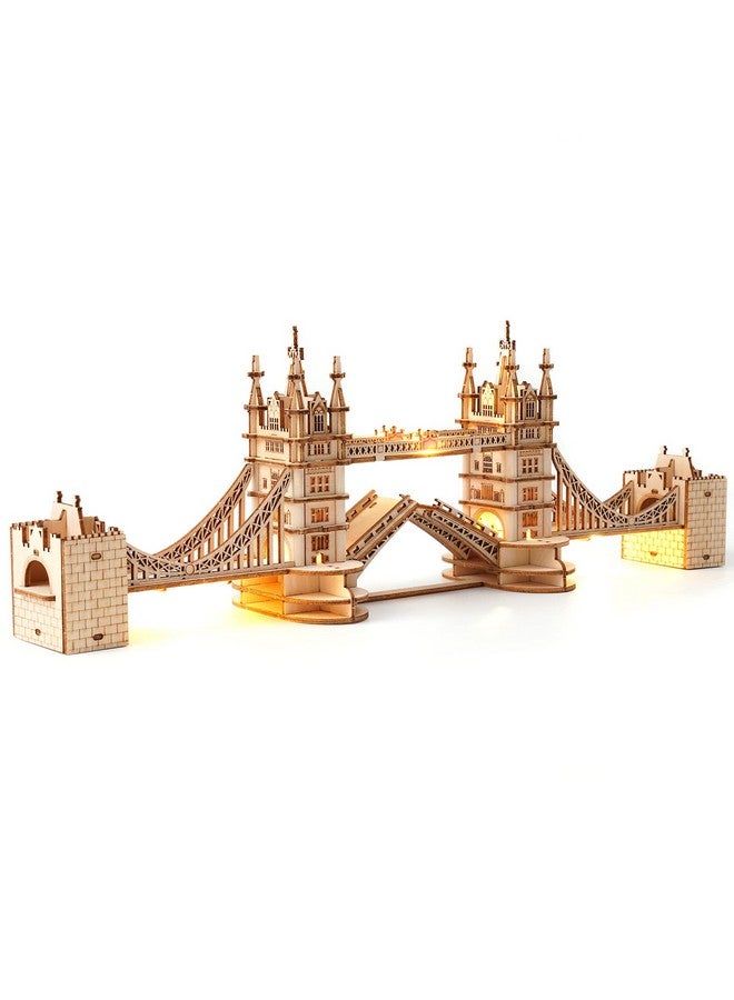 3D Puzzle Wooden Craft Kits With Led Light Diy Tower Bridge Construction Model Kit To Build For Teens Brain Teaser Puzzle Home Decor Birthday Gifts