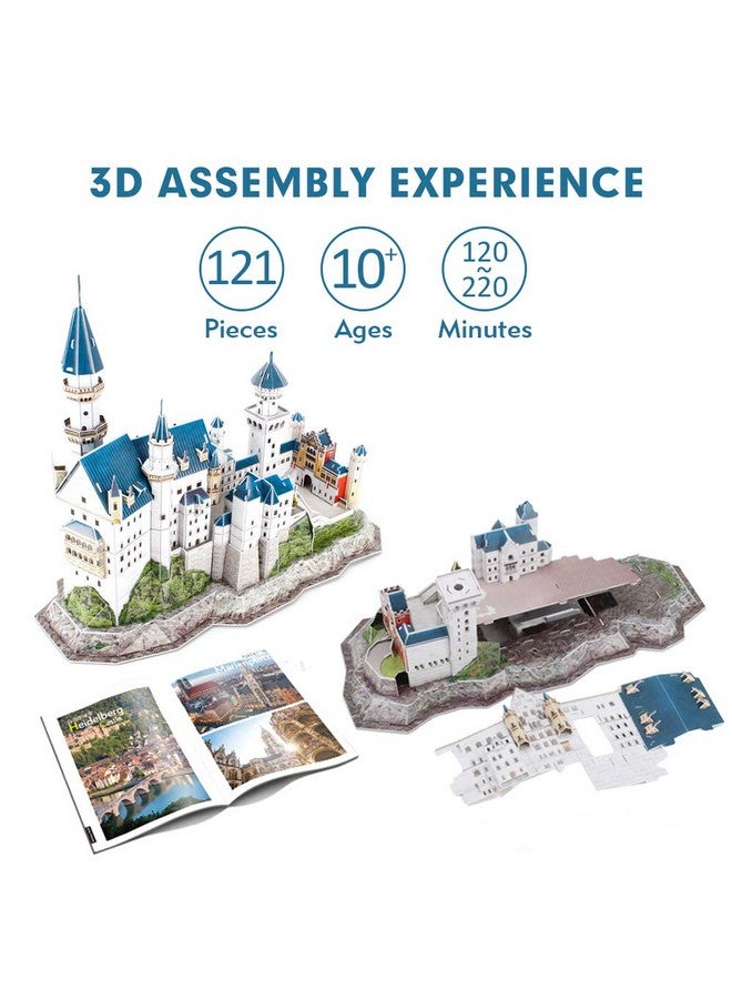 3D Puzzles For Adults And Kids With National Geographic Booklet Germany Neuschwanstein Castle Architecture Model Building Kits, Souvenir And Birthday Gifts For Women And Men 121 Pieces