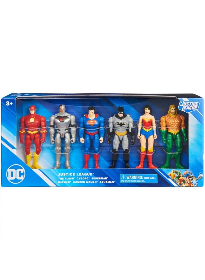 Dc Justice League Flash, Cyborg, Superman, Batman, Wonder Woman & Aquaman Action Figure 6-Pack