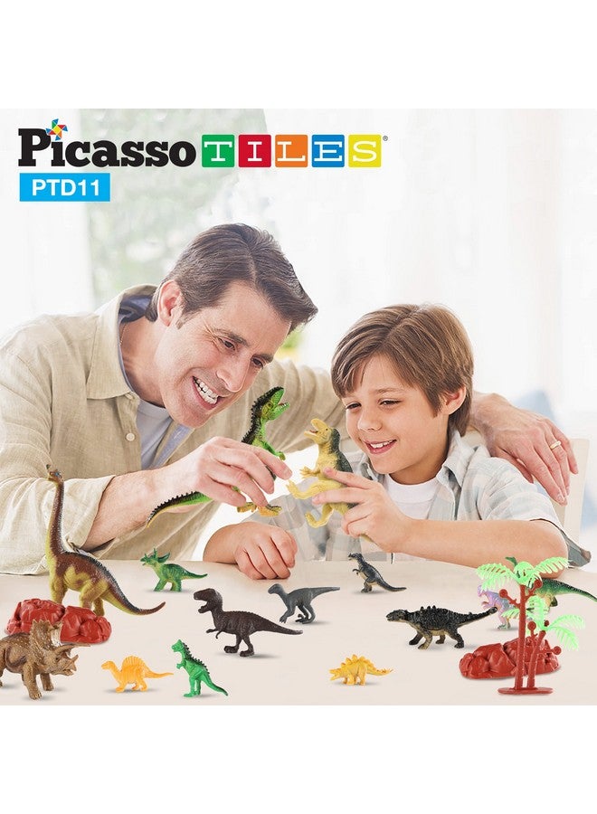 Dinosaur Play Mat Toys 32Pc Dino Playset Stem Activity Learning Kit Steam Toy With Educational Book, 21 Action Figures T-Rex, Triceratops, Velociraptor, Trees, Rocks For Kids 3+ Ptd11