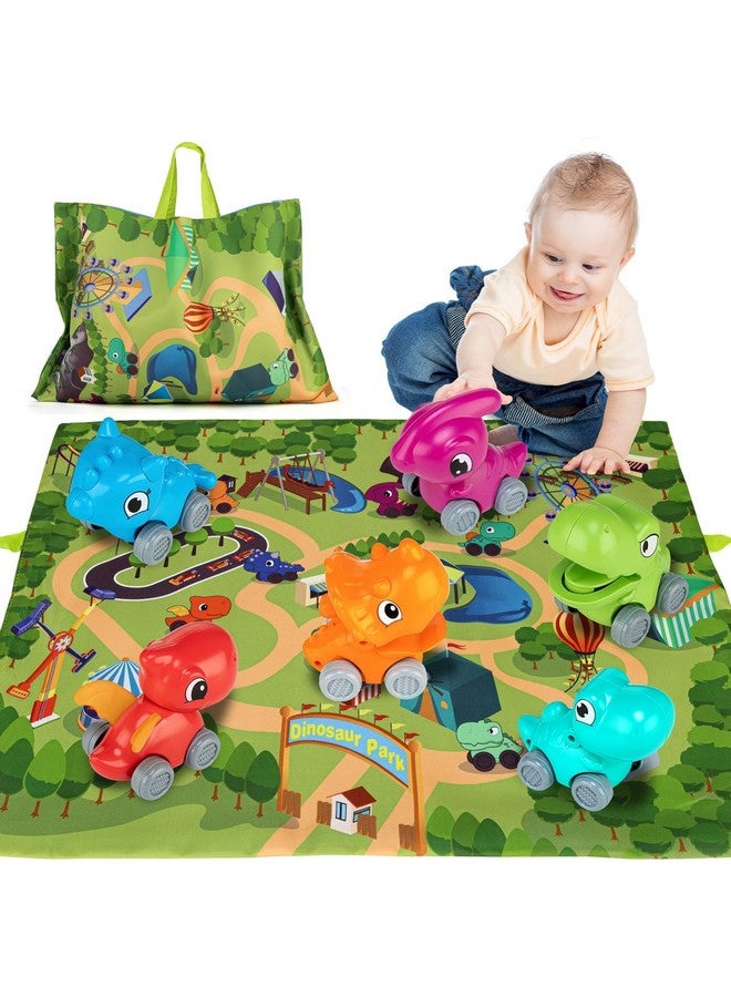 6 Pcs Dinosaur Truck Car Toys With Playmat/Storage Bagbaby Toys For 1 2 3 Year Old Boy1 2 Year Old Boy Birthday Gift For Infant Toddlersfirst Birthday Gifts For Toddler Toys Age 1 2