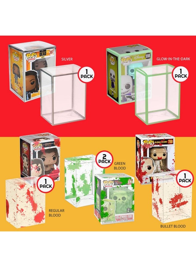 Pop Protector For Funko Pop 4 In Bobblehead Figures 10 Pack Themed Decal Designed On Display Case Such As Bullet Hole, Us Flag, Vaulted, Music And More. Will Last For Years To Come!