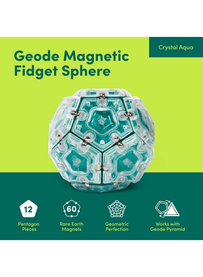 Geode Sphere Magnetic Fidget Toy For Adults | Quiet Adult Sensory Toy For Stress Relief & Anxiety, Office Desk Toy & Top Gadget Gift Idea | Aqua, 12-Piece Set