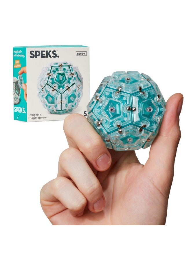 Geode Sphere Magnetic Fidget Toy For Adults | Quiet Adult Sensory Toy For Stress Relief & Anxiety, Office Desk Toy & Top Gadget Gift Idea | Aqua, 12-Piece Set