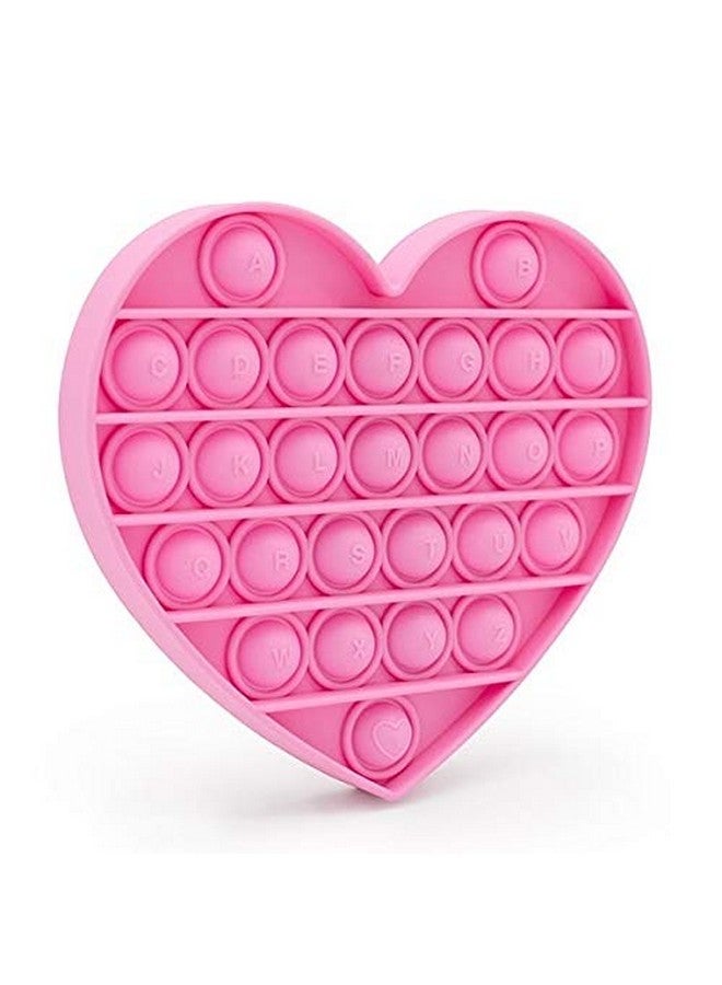 Pink Heart For Girls Pop Bubble Fidget Xmas Gift Sensory Toy With Alphabets Kids Birthday Party Classroom Prize Stress Reliever (Pink Heart)