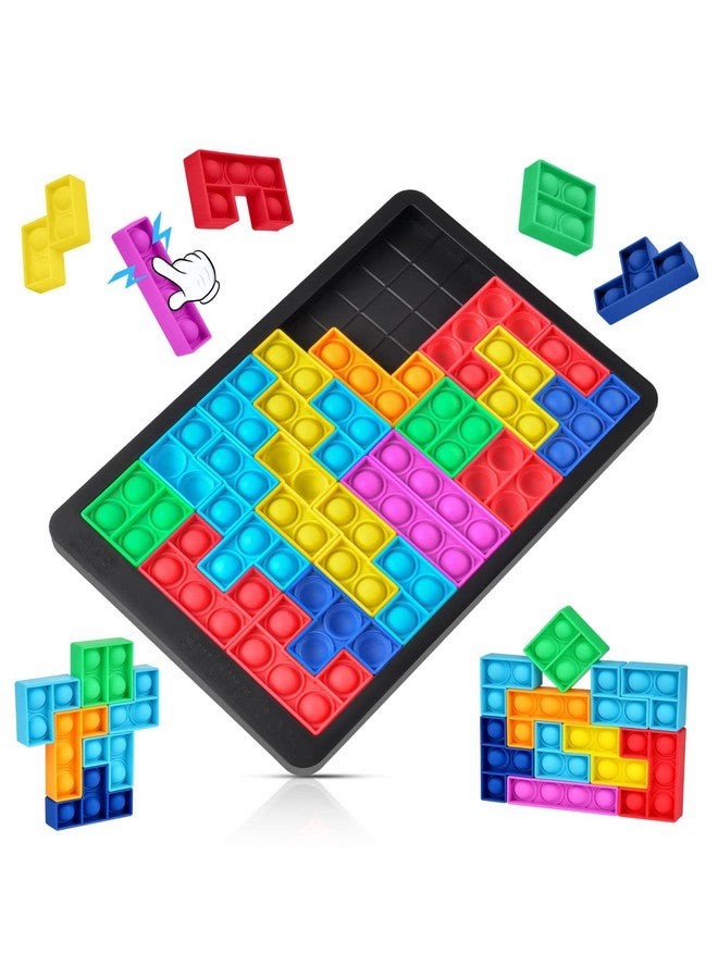 Pop Puzzle Popper Fidget Game, Push Pop Puzzle Brain Teasers Toy, Silicone Jigsaw Building Blocks Puzzle Game Board, Educational Learning Puzzle And Intelligence Toys For Anxiety & Stress Relief