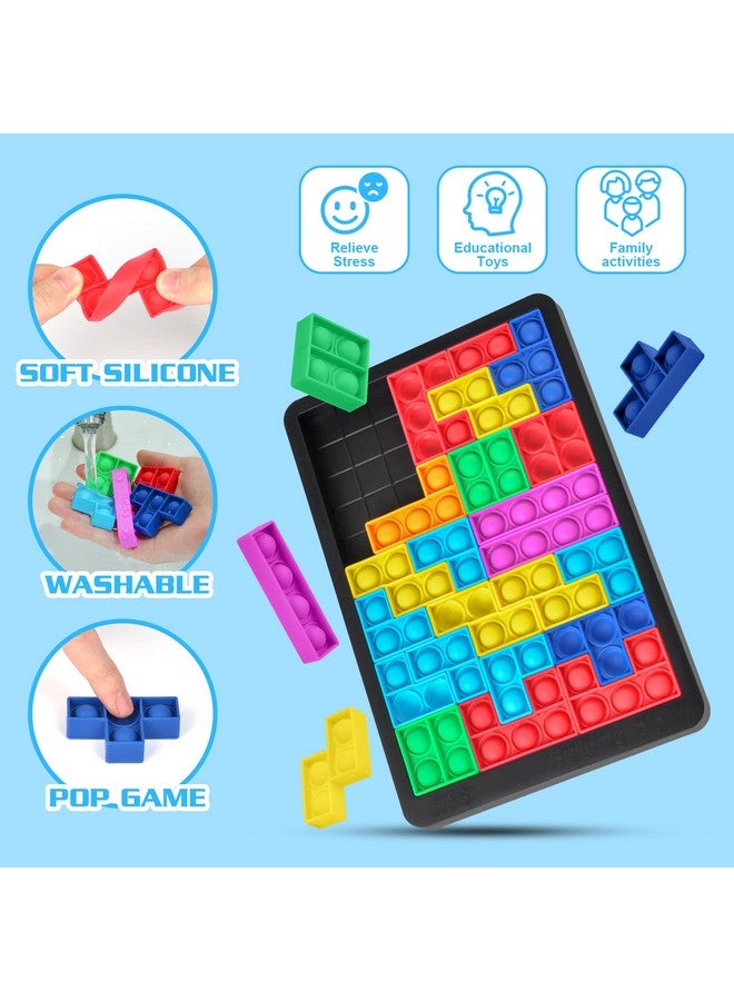 Pop Puzzle Popper Fidget Game, Push Pop Puzzle Brain Teasers Toy, Silicone Jigsaw Building Blocks Puzzle Game Board, Educational Learning Puzzle And Intelligence Toys For Anxiety & Stress Relief