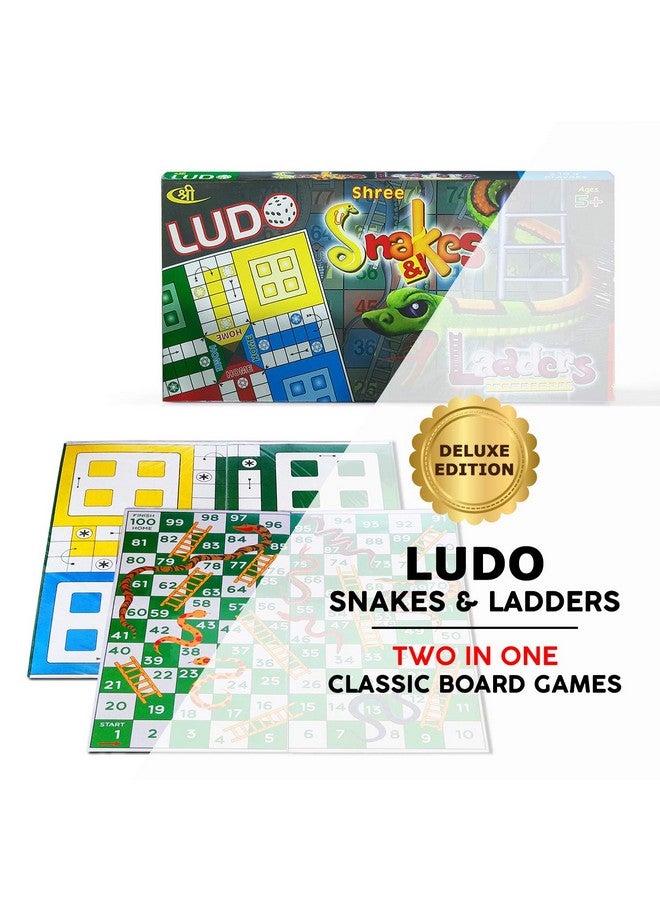 Ludo And Snake And Ladder Deluxe Board Game | Big Size 13 Inch Play Board For 5 Years And Up | Ludo Game | Saap Seedhi Travel Board Game Multicolor