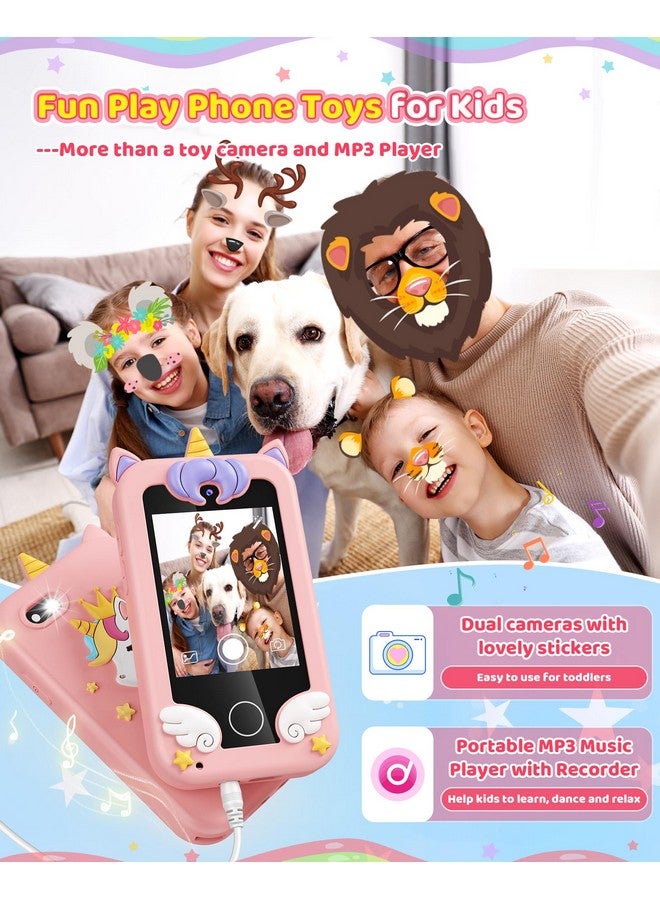 Kids Toy Smartphone, Gifts And Toys For Girls Boys Ages 3 8 Years Old, Fake Play Unicorn Toy Phone With Music Player Dual Camera Puzzle Games Touchscreen, Birthday, Kids Trip Activity