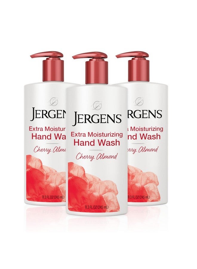Jergens Extra Moisturizing Hand Soap Liquid Hand Soap Dispenser With Jergens Cherry Almond Scent Hand Wash For Dry Hands 8.3 Ounces (Pack Of 3)