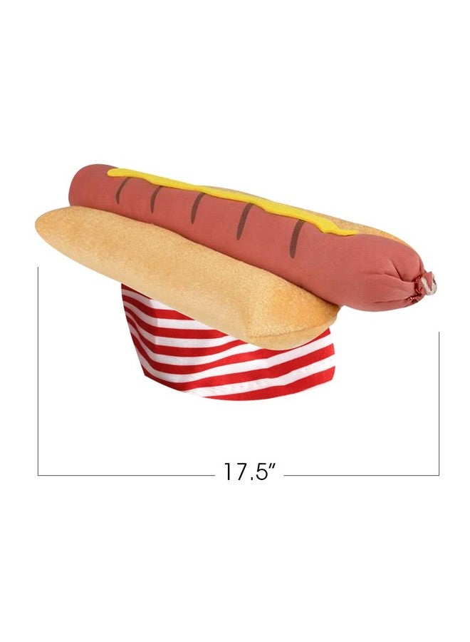 Funny Hot Dog Hat, 1 Pc, Fun Fast Food Hotdog Hat, Soft Plush Costume Accessory Hat, Pizza Party Supplies Decorations, One Size Fits Most, Crazy Silly Hat For Halloween