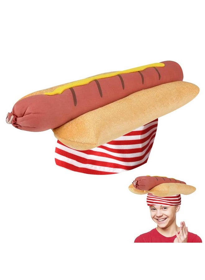 Funny Hot Dog Hat, 1 Pc, Fun Fast Food Hotdog Hat, Soft Plush Costume Accessory Hat, Pizza Party Supplies Decorations, One Size Fits Most, Crazy Silly Hat For Halloween