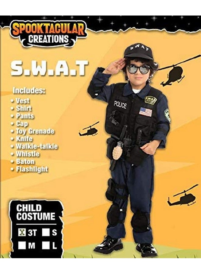 Costume For Kids, S.W.A.T. Police Officer For Halloween, Role Playing, Carnival Cosplay, Themed Parties(Small (5 7 Yr)