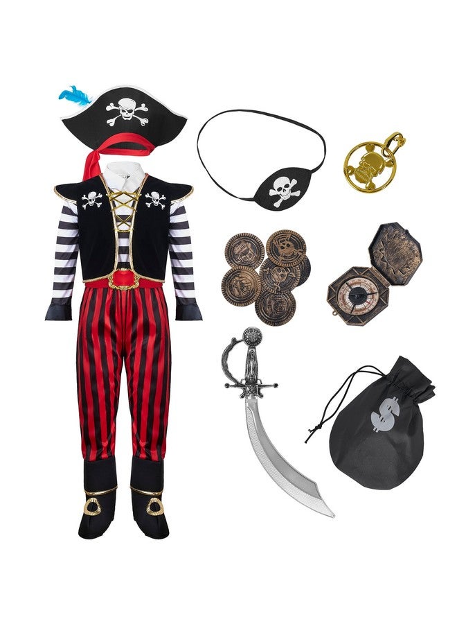 Halloween Child Boy Pirate Fierce Captain Costume W/Accessories For Dress Up (3T (3 4 Yr))