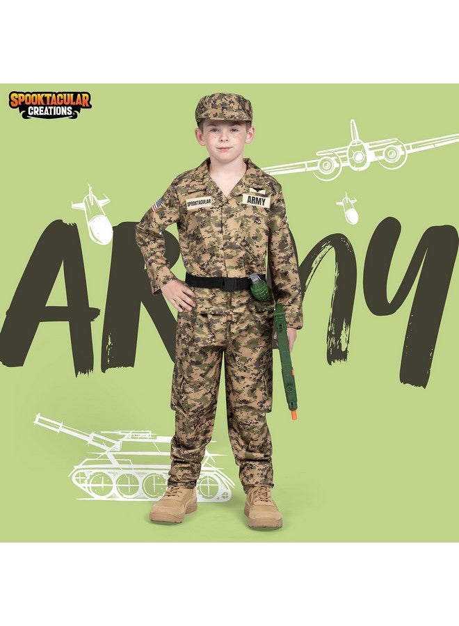 Boys Military Costume, Army Soldier Costume, Camo Costume With Toy Accessories For Kids, Boys Halloween Dress Up And Costume Parties S