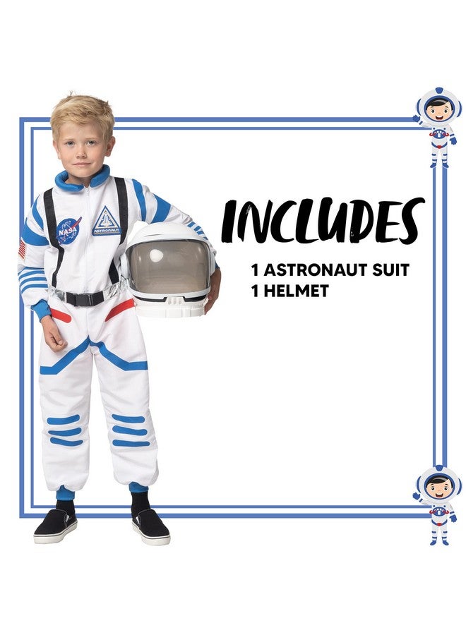 Halloween Child Unisex White Black Details Astronaut Costume For Party Favors (Small (5 7Yr))