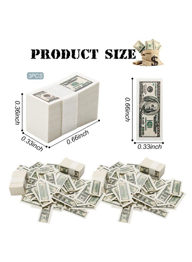 300Pcs Miniature Dollars Fake Money Prop Double Sided Printed 100 Dollar Bills Mini Money