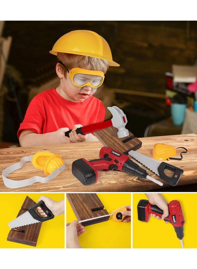 Kids Tool Set With Electric Toy Drill Chainsaw Jigsaw Toy Tools, Realistic Kids Power Construction Pretend Play Tools Set Toy Stem Playset Toddler Toys Kit For Toddler Boy Girl Kid Child Tool Set Toy