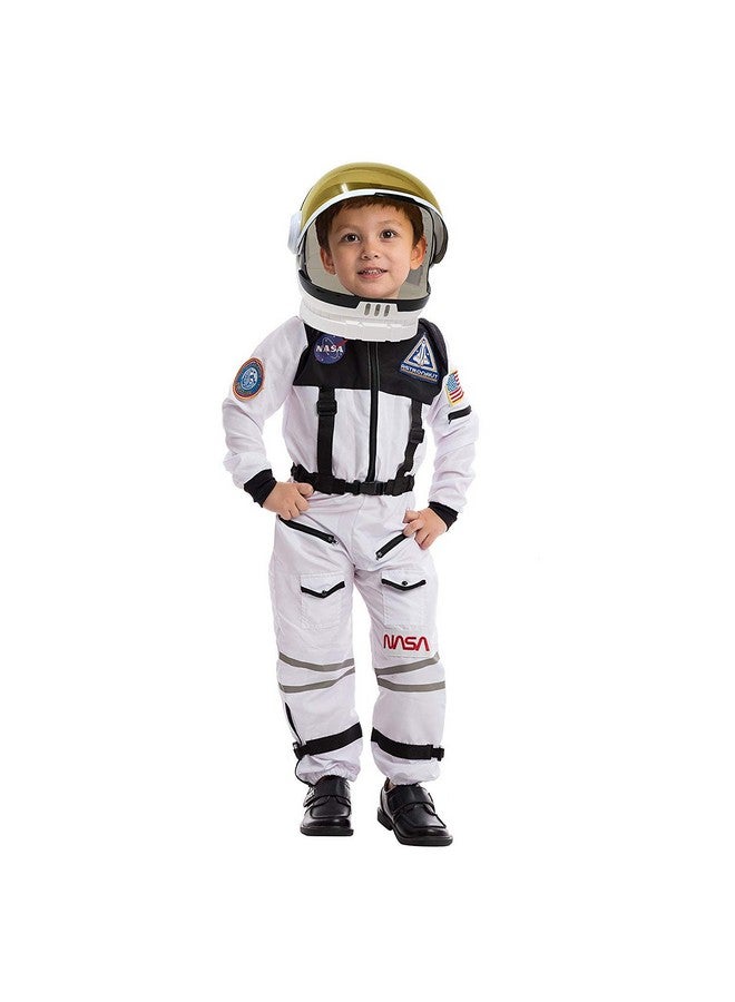 Astronaut Costume With Helmet, Space Suit For Kids And Toddler With Movable Visor Helmet, Kids Astronaut Costume For Halloween Costumes Party Favor Supplies White S