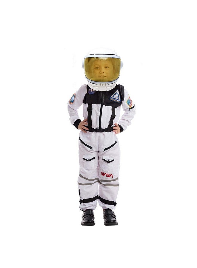 Astronaut Costume With Helmet, Space Suit For Kids And Toddler With Movable Visor Helmet, Kids Astronaut Costume For Halloween Costumes Party Favor Supplies White S