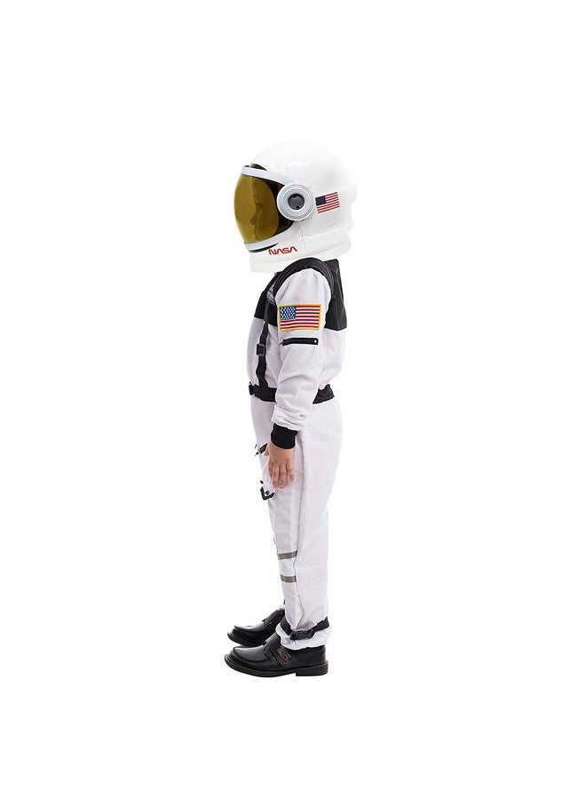 Astronaut Costume With Helmet, Space Suit For Kids And Toddler With Movable Visor Helmet, Kids Astronaut Costume For Halloween Costumes Party Favor Supplies White S