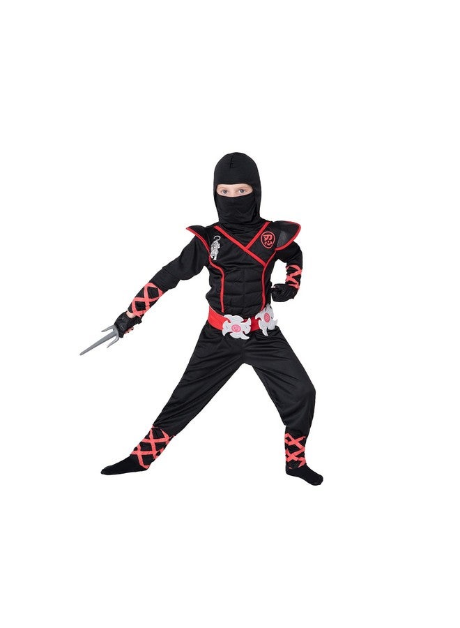 Ninja Costume For Kids, Black Deluxe Ninja Costume For Boys Halloween Ninja Costume Dress Up (Black, Small(5 7Yrs))