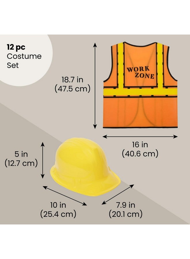 6 Set Construction Worker Costumes For Kids Vests And Hats For Construction Theme Birthday Dress Up Party