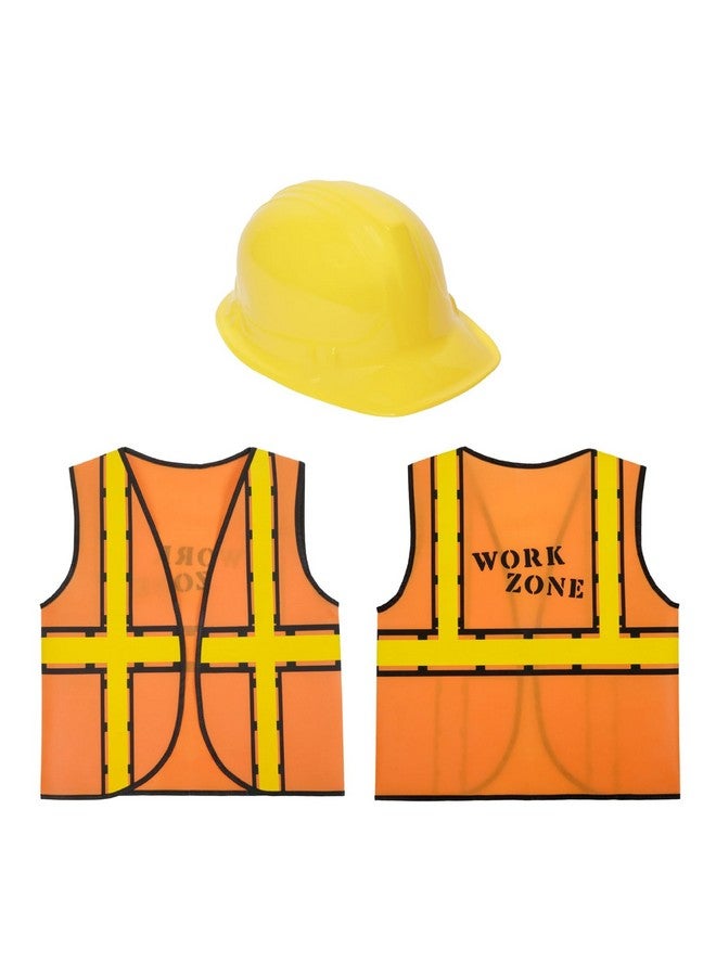 6 Set Construction Worker Costumes For Kids Vests And Hats For Construction Theme Birthday Dress Up Party