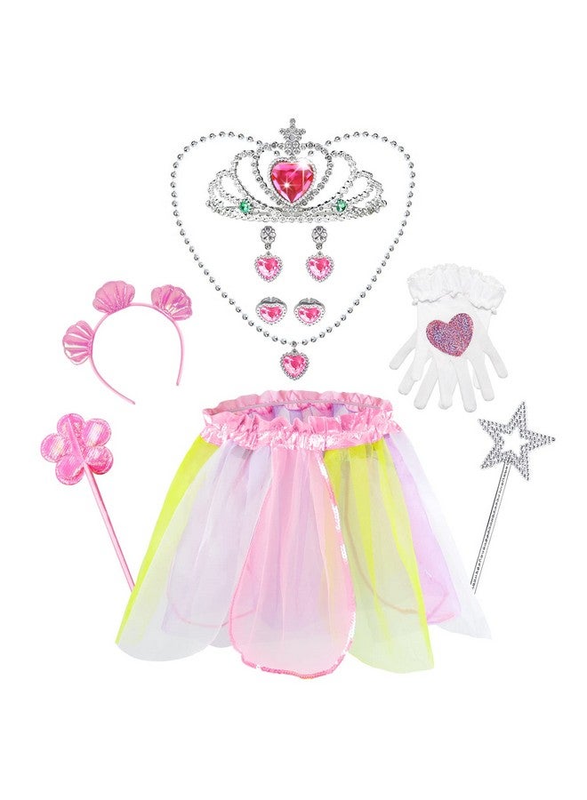 Girls Dress Up Costume Set, Fairy And Mermaid Role Play Dress Up Trunk With Accessories 25Pcs Little Girls Pretend Play Costume For Kids Age From 2 5