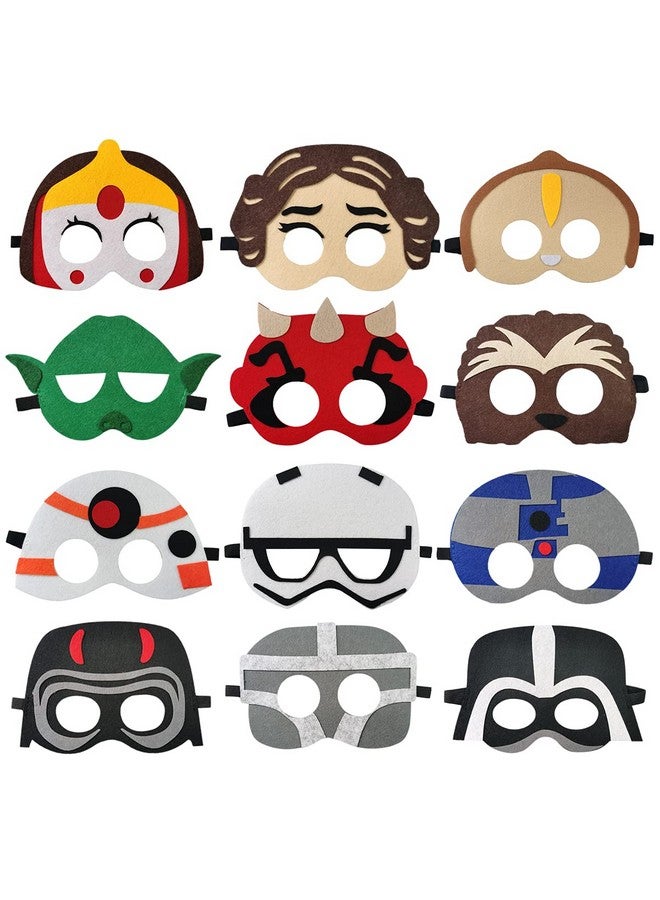 12Pcs Party Masks, Galaxy Wars Theme Party Supplies, Boy And Girl Birthday Party Dress Up Props