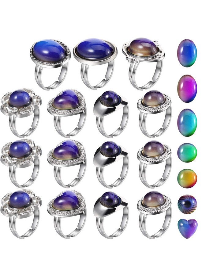 15 Pieces Adjustable Mood Rings For Girls And Boys Mixed Color Changing Mood Rings For Halloween Costume Props Birthday Party Favors And Goodie Bag Fillers
