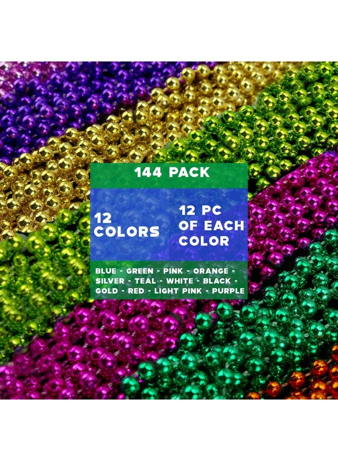 Mardi Gras Beads Necklaces Assorted Colors Gasparilla Beaded Costume Necklace For Party 144 Necklaces