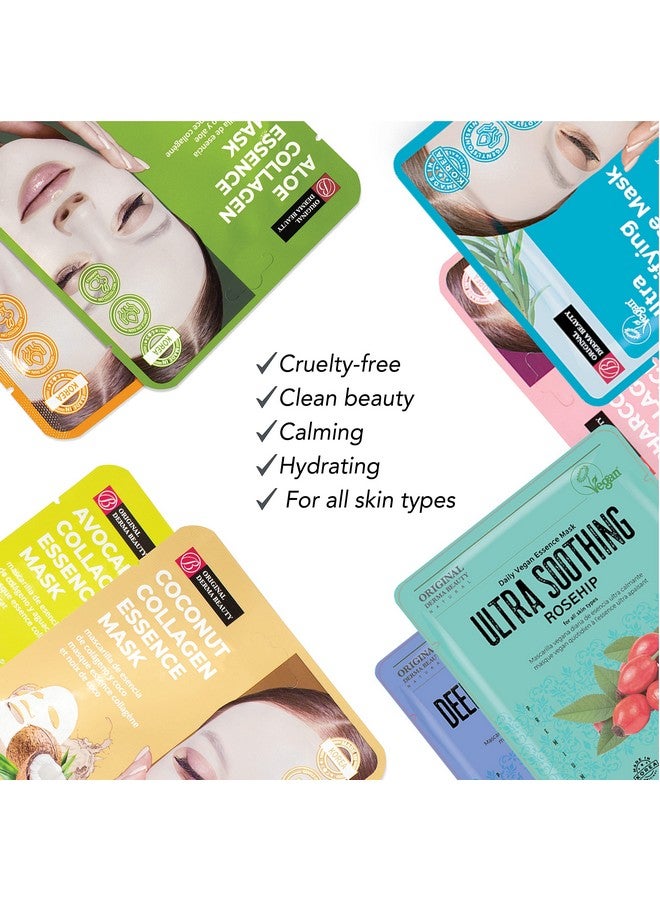 Original Derma Beauty Collagen Face Masks 36 Pk Ultra Purifying Tea Tree Face Mask Skin Care Sheet Masks Set For Beauty & Personal Care Korean Face Mask