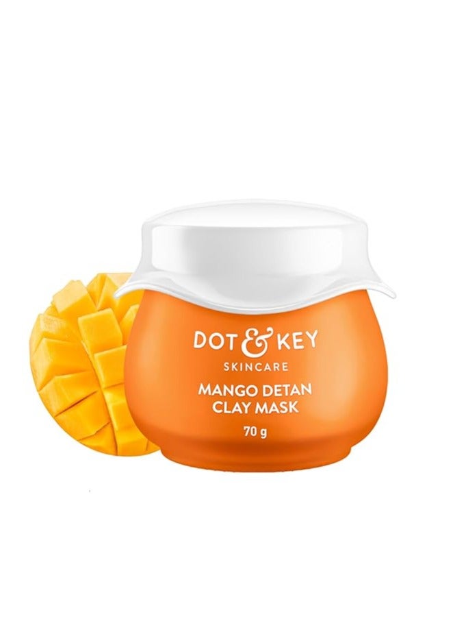 Dot & Key Mango Detan Tan Removal Clay Mask | Clay Mask for Face with Glycolic & Lactic | Great for All Skin Types | Fresh Juicy Mango Fragrance | 70gm